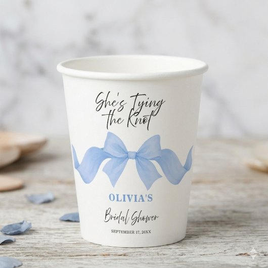 Blue Chic Bow She's Tying the Knot Bridal Shower 紙コップ