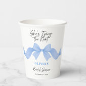 Blue Chic Bow She's Tying the Knot Bridal Shower 紙コップ (正面)
