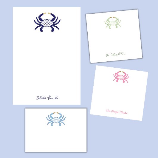 Blue Chic Crab Sticky Notes ポストイット
