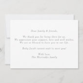 Blue Chic Minimalist Photo Baby Announcement Card 招待状 (裏面)