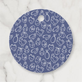 Blue Chicken Pattern Easter Gift Tag Personalized フェイバータグ