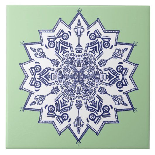 Blue china design. What do you see タイル (正面)