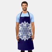 Blue China Mandela エプロン (着用した状態)