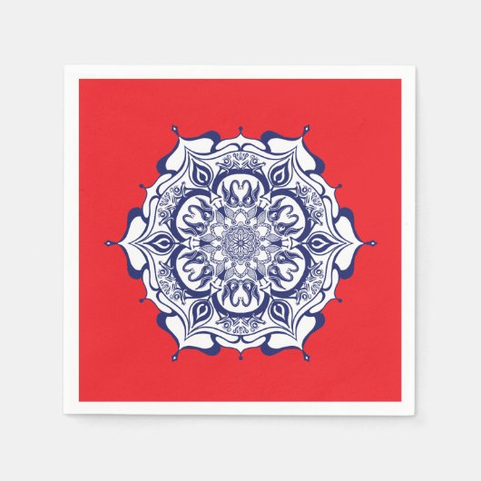 Blue China Style with creatures スタンダードカクテルナプキン (正面)