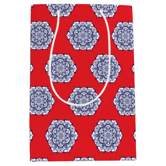 Blue China Style with creatures ミディアムペーパーバッグ (正面)