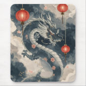 Blue Chinese Dragon Lanterns マウスパッド (正面)