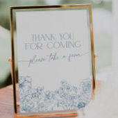 Blue Chinoiserieエレガント Thank You For 来's 台座サイン