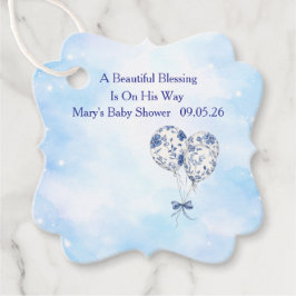 Blue Chinoiserie Baby Shower Favor Tags フェイバータグ