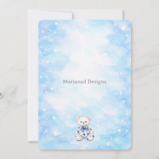 Blue Chinoiserie Baby Shower Invitation 招待状 (裏面)