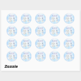 Blue Chinoiserie Baby Shower Stickers (20) ラウンドシール