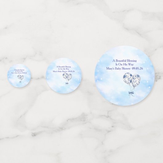 Blue Chinoiserie Baby Shower Table Confetti コンフェッティ (正面)