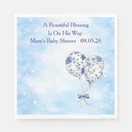 Blue Chinoiserie Baby Shower Tableware Set スタンダードランチョンナプキン