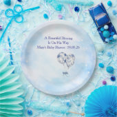 Blue Chinoiserie Baby Shower Tableware Set ペーパープレート (パーティー)