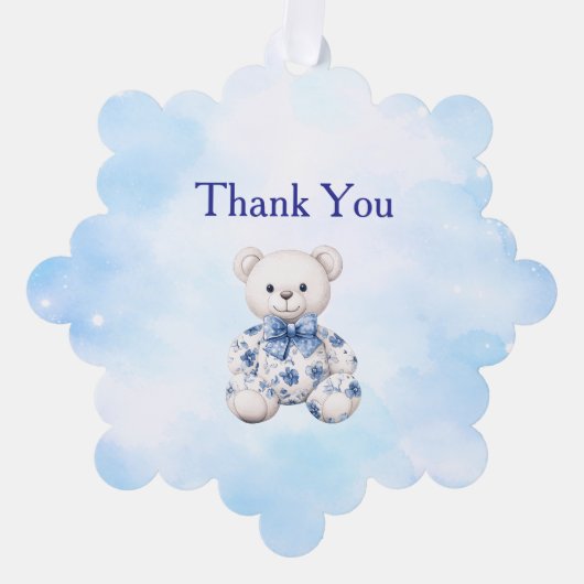 Blue Chinoiserie Baby Shower Thank You Card オーナメントカード (正面)