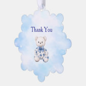 Blue Chinoiserie Baby Shower Thank You Card オーナメントカード (左)