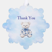 Blue Chinoiserie Baby Shower Thank You Card オーナメントカード (裏面)