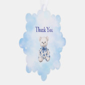 Blue Chinoiserie Baby Shower Thank You Card オーナメントカード (右)