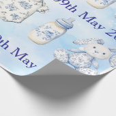 Blue Chinoiserie Baby Shower Wrapping Paper ラッピングペーパー (角)