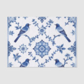 Blue Chinoiserie Bird Floral Pattern 薄葉紙 (正面)