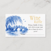 Blue Chinoiserie Bridge Wine Raffle Bridal Shower  エンクロージャーカード (正面)