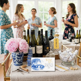 Blue Chinoiserie Bridge Wine Raffle Bridal Shower  エンクロージャーカード