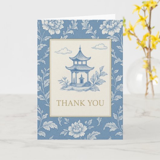 Blue Chinoiserie Card カード (黄色い花)