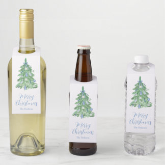 Blue Chinoiserie Christmas ボトルネックタグ