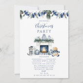 Blue Chinoiserie Christmas 招待状 (正面)