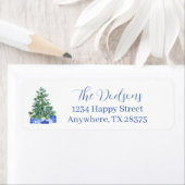 Blue Chinoiserie Christmas Tree ラベル (インサイチュ)