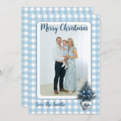 Blue Chinoiserie Christmas tree Grandmillenial シーズンカード (正面/裏面)