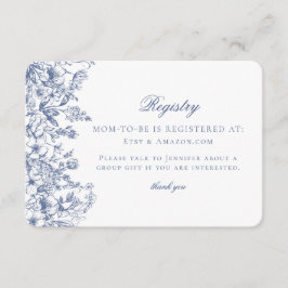 Blue Chinoiserie Floral Baby Registry Card エンクロージャーカード