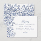Blue Chinoiserie Floral Baby Registry Card エンクロージャーカード (正面/裏面)