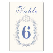 Blue Chinoiserie Floral Botanical Wedding テーブルナンバー (正面)