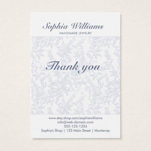 Blue Chinoiserie Floral Earring Display Card (裏面)