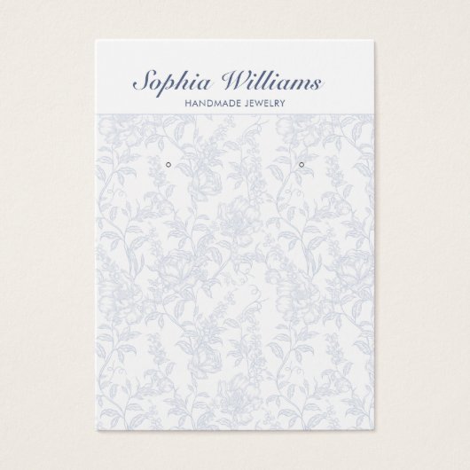 Blue Chinoiserie Floral Earring Display Card (正面)