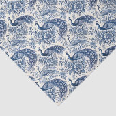 Blue Chinoiserie Floral Peacocks Decoupage 薄葉紙 (詳細)