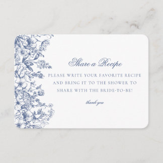 Blue Chinoiserie Floral Share Recipe Invitation エンクロージャーカード