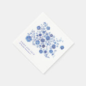 Blue Chinoiserie Floral Wedding names and date スタンダードカクテルナプキン (角)