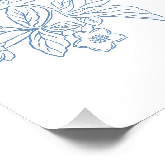 Blue Chinoiserie Glossy Poster ポスター (コーナー)