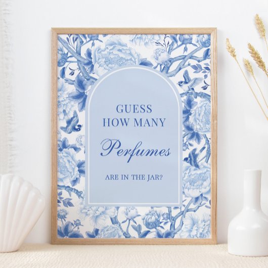 Blue Chinoiserie Guess How Many Perfumes Sign ポスター