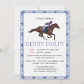 Blue Chinoiserie Horse Race Derby Party Invite 招待状 (正面)