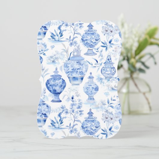 Blue Chinoiserie Invitation 招待状 (スタンド正面)