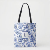 Blue Chinoiserie Monogram トートバッグ (正面)