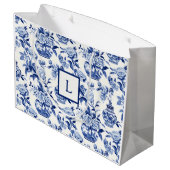 Blue Chinoiserie Monogram  ラージペーパーバッグ (裏面アングル)