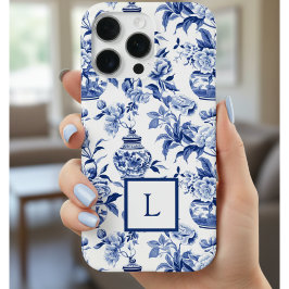 Blue Chinoiserie Monogram  iPhone 16 Proケース