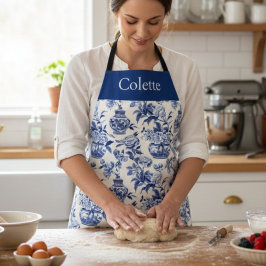 Blue Chinoiserie Monogram Name エプロン