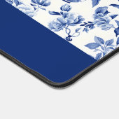 Blue Chinoiserie Monogram Name デスクマット (コーナー)