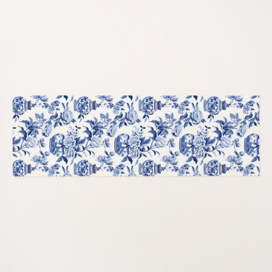 Blue Chinoiserie Monogram Name ヨガマット (裏面(横))