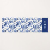 Blue Chinoiserie Monogram Name ヨガマット (正面(横))