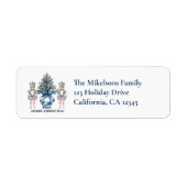 Blue Chinoiserie Nutcracker Christmas ラベル (正面)